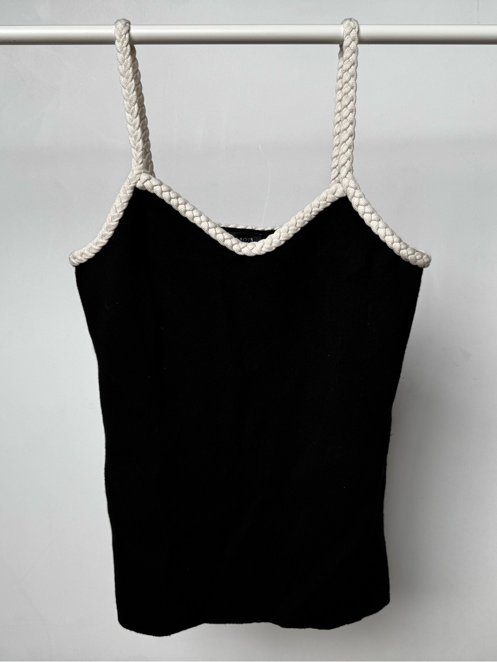 Talbots Black Camisole with Cream Rope Straps